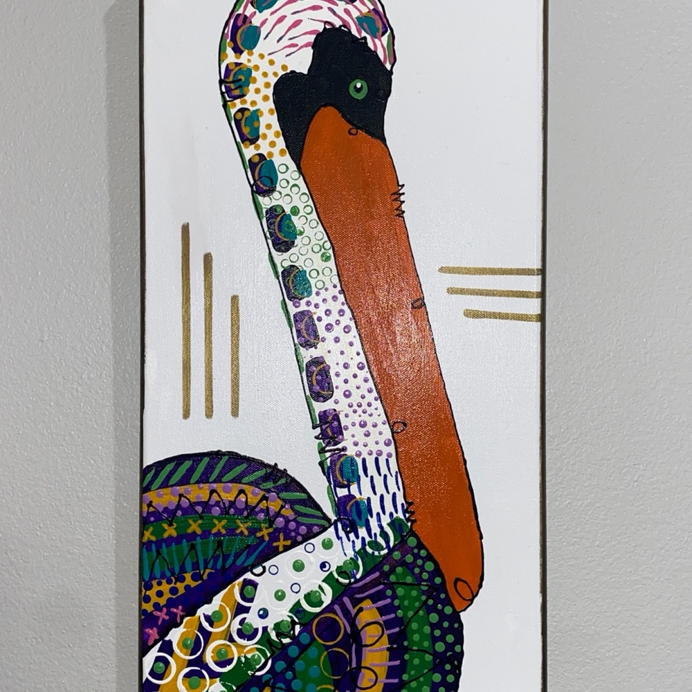 Vibrant Purple and Green Pelican Art Decor - Picture 3 of 3
